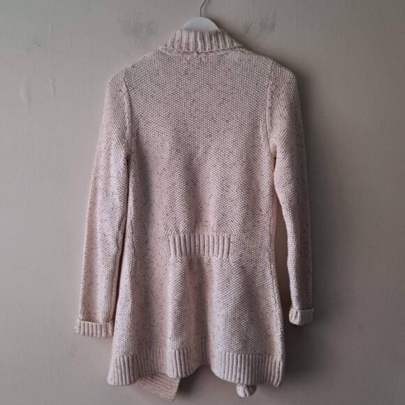 L.L. Bean Oatmeal Color Speckled Chunky Longline Open Cardigan Collar - Size XS - Picture 8 of 13